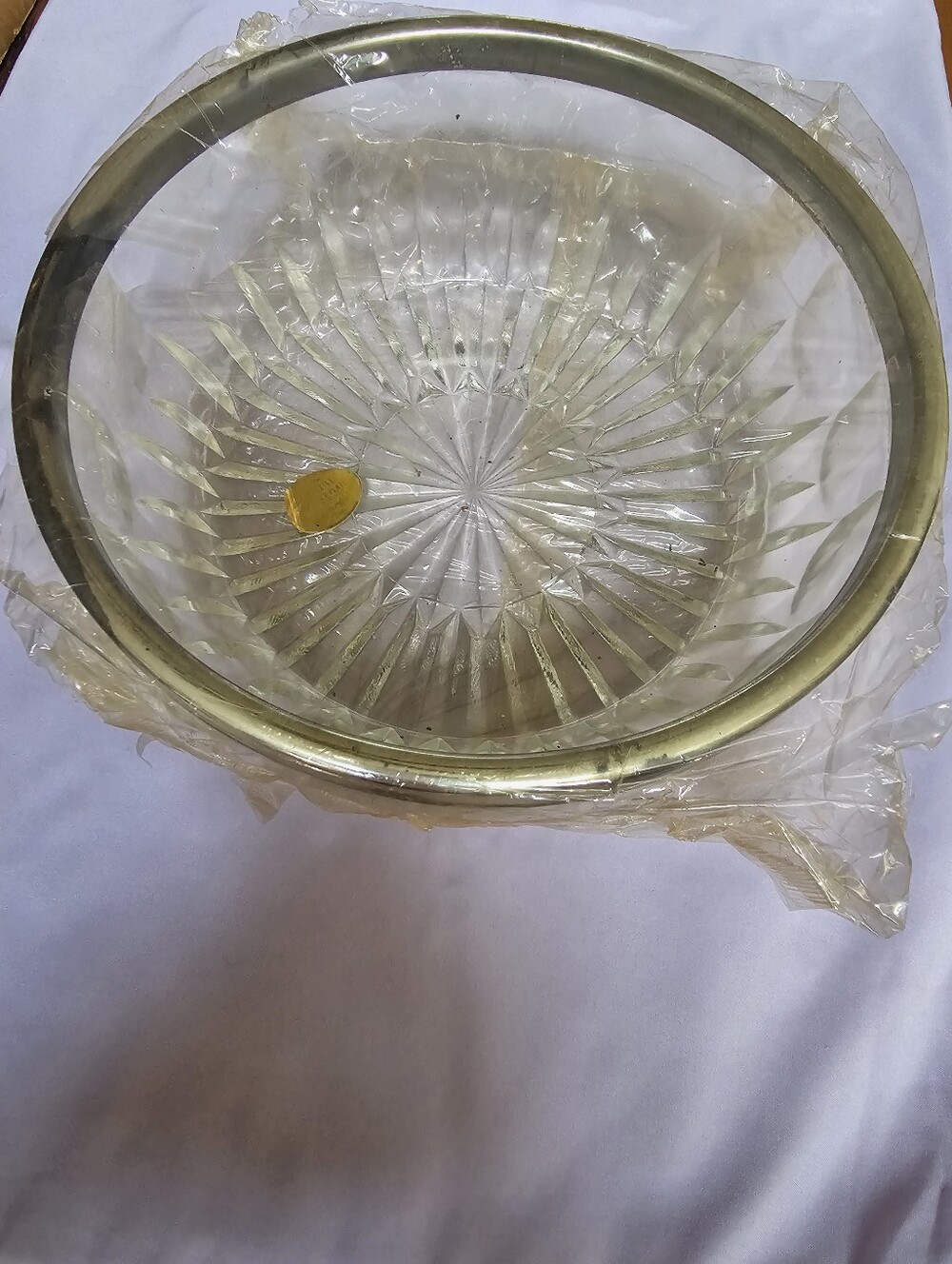 Vintage Glass Bowl with Silver Plated Rim